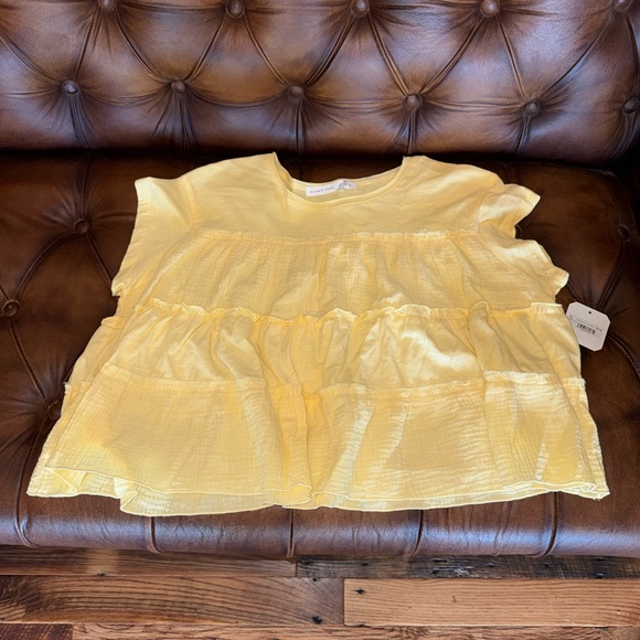 Altar'd State Tops - Altar'd State Girls' Yellow Tiered Ruffle Blouse